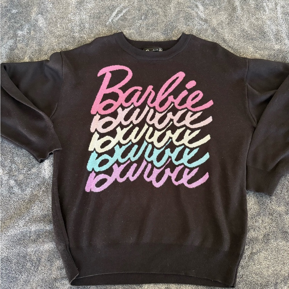 Barbie Black and Pink Crewneck Sweater with Gradient Logo